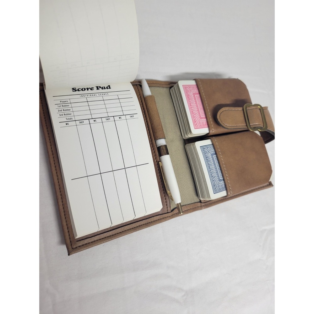 Amity Playing Card Bridge Set Case with Cards, Score Tablet & Pen Vintage